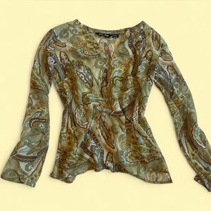 Green and Brown Paisley Blouse